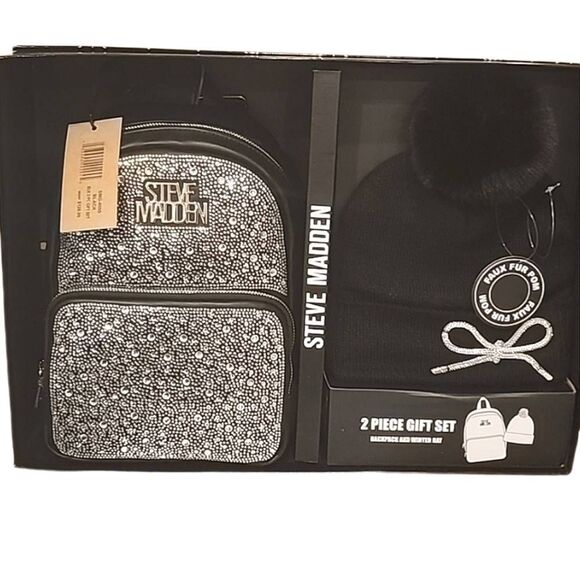 Steve Madden Rhinestone Backpack & Pom Beanie Hat 2- PC Giftset main image 4